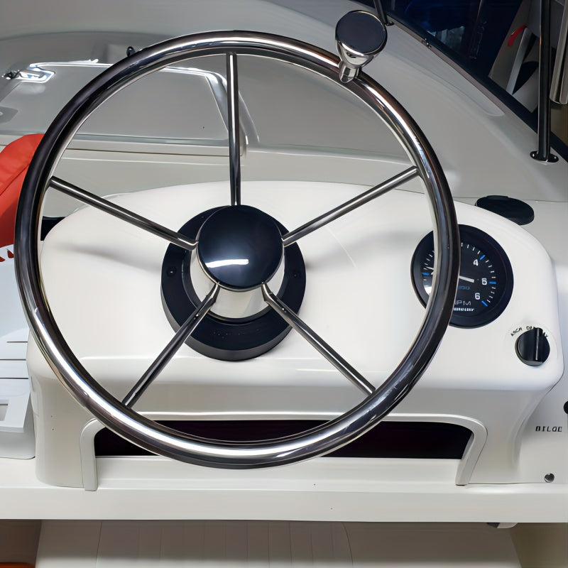 Stainless Steel 5 Spoke Steering Wheel with Knob - Boat Marine Accessories