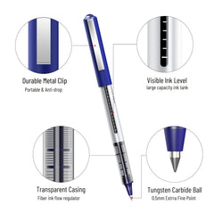 12 pcs Rollerball Pens 0.5mm Quick Drying Ink