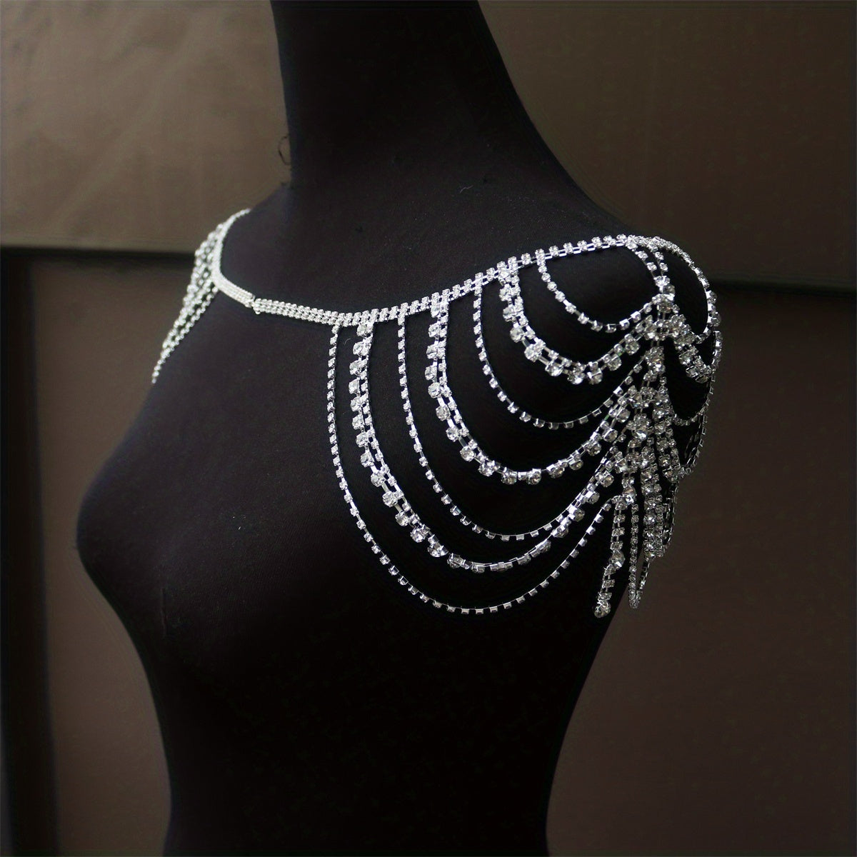 Boho Rhinestone Shoulder Chain Crystal Tassel Body Chain Jewelry