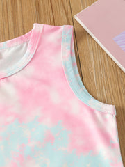 Girls Tie Dye Tank Top & Shorts Set for Summer Party
