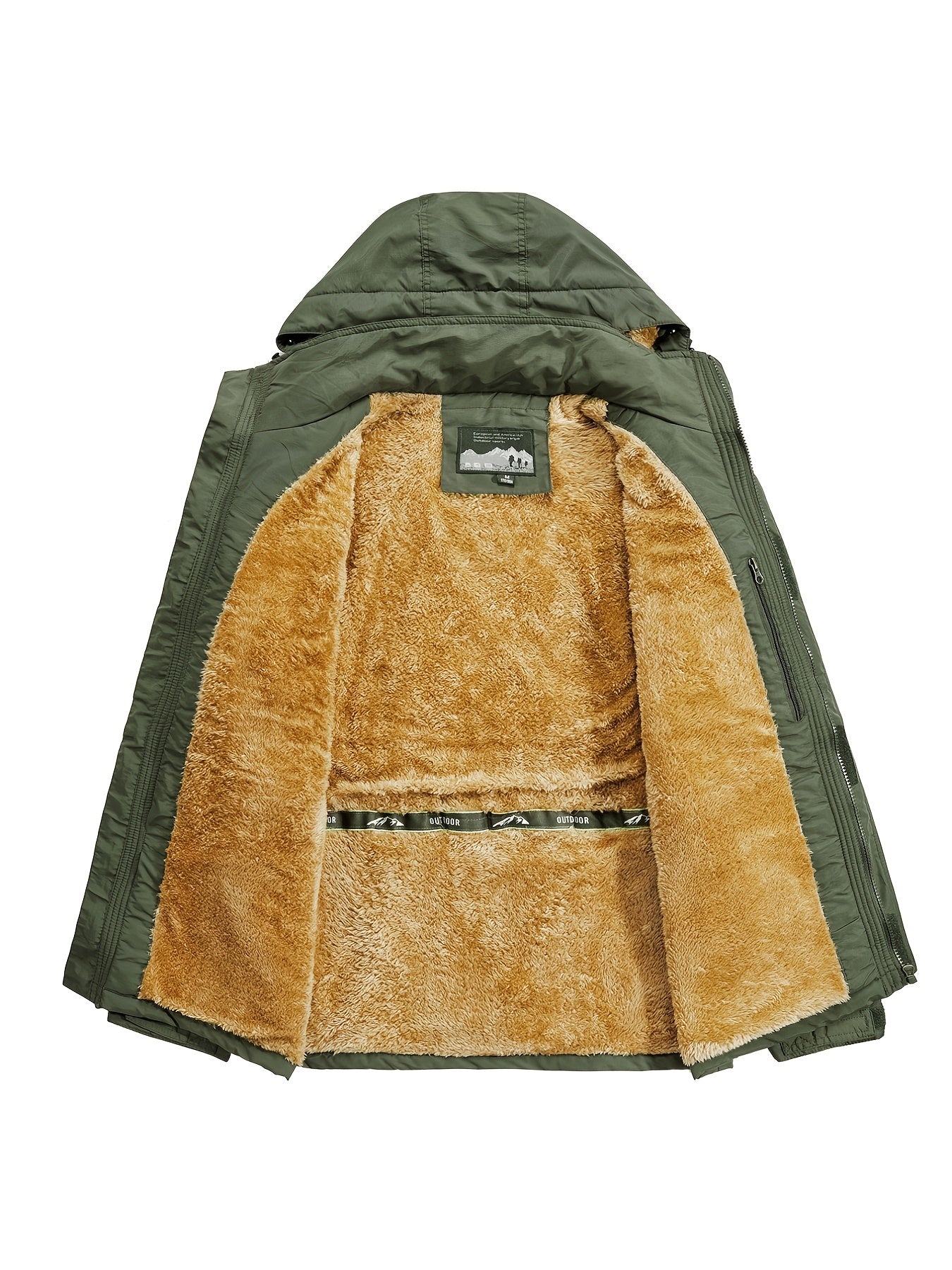 Men's Cargo Jacket Warm Coats Fleece Lined Military Jackets with Hood