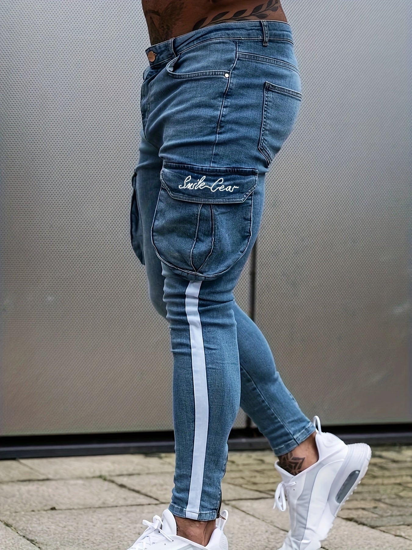 Men's Skinny Fit Cargo Pants with Flap Pocket