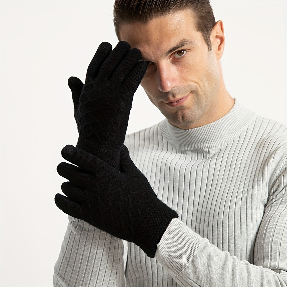 Winter Warm Gloves Double Layer Plus Velvet Thickened Knitted Gloves