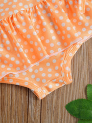 Toddler Girls Polka Dot Ruffle Trim One Piece Swimsuit
