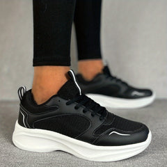 Women's Mesh Platform Sneakers Breathable Lace Up Casual Running Shoes