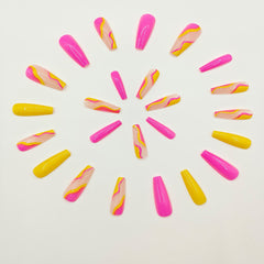 24 Pcs Matte Pink Yellow Fingernail File Jelly Glue