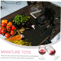 10pcs High Footed Red Wine Glass Pendants for Dollhouse Keychains