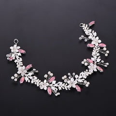Rose Golden Flower Headband Wedding Faux Pearl Rhinestone Hairband