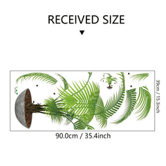 Green Plant Wall Decal Leaves Potted Plant Wall Sticker Bonsai Decal