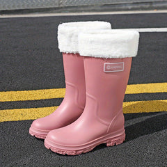 Women's Warm Waterproof Mid Calf Rain Boots