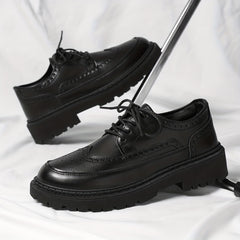 Men's Brogue Wingtip Derby Shoes Lace up Front Platform Shoes For Men