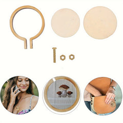10pcs Mini Wood Hoop Ring DIY Pendant Embroidery Frame
