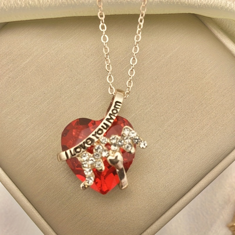 Heart Rhinestone Pendant Necklace for Girls