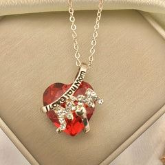 Heart Rhinestone Pendant Necklace for Girls