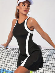 Colorblock Round Neck Tank Dress