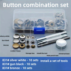 120pcs Leather Snaps Kit 15mm Metal Buttons w/ Tools Colorful
