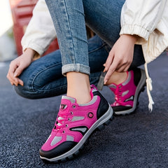 Women's Colorblock Platform Sneakers Low Round Toe Hiking Shoes
