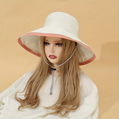 UV Protection Wide Brim Sun Hat for Travel Beach With Wind Rope