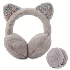 Sequined Cat Ear Shape Plush Earmuffs Winter Protection