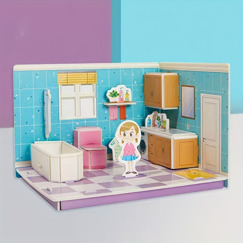 4pcs 3D Assembly Room Model DIY Building Puzzle Christmas Gift