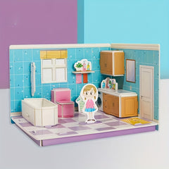 4pcs 3D Assembly Room Model DIY Building Puzzle Christmas Gift