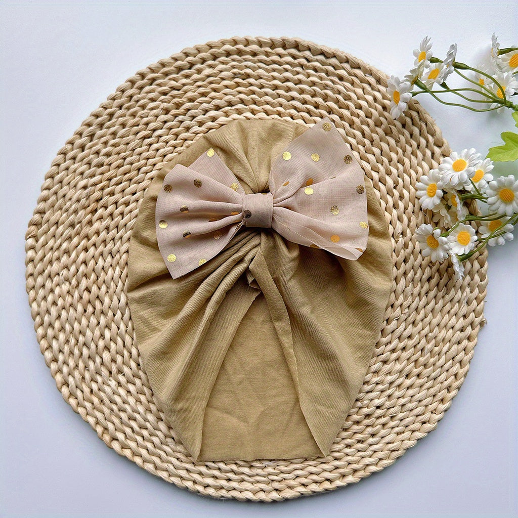 Baby Girls Polka Dots Flowers Decor Cap Soft Head Wrap
