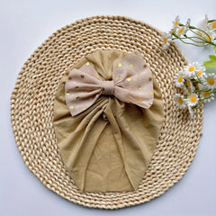 Baby Girls Polka Dots Flowers Decor Cap Soft Head Wrap