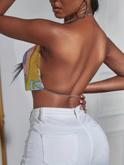 Sequined Halter Top Backless Club Dress