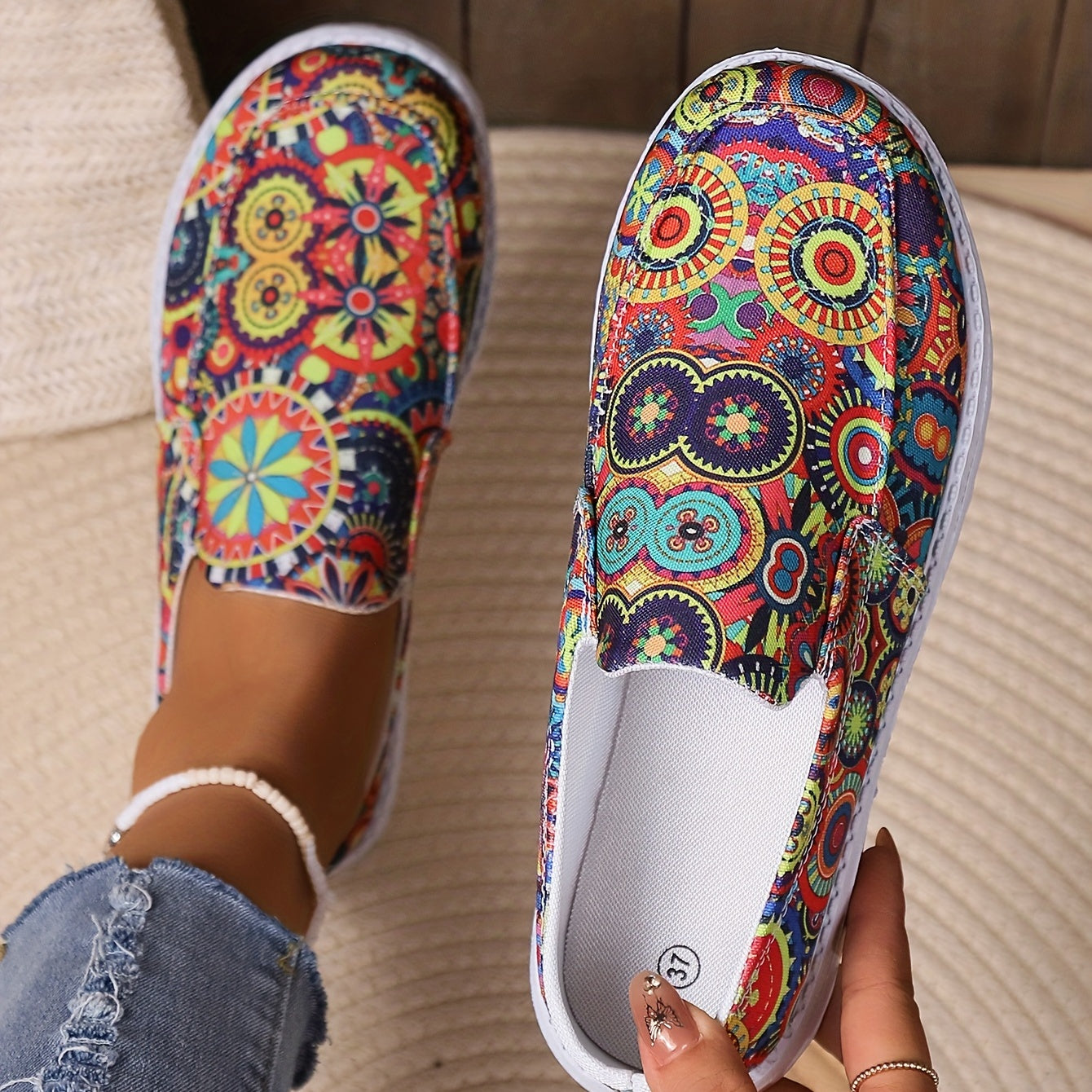 Women's Floral Print Skateboard Shoes Lightweight Walking Shoes