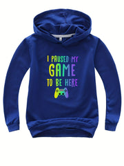 I PAUSED MY GAME TO BE HERE Boys Hooded Sweatshirt