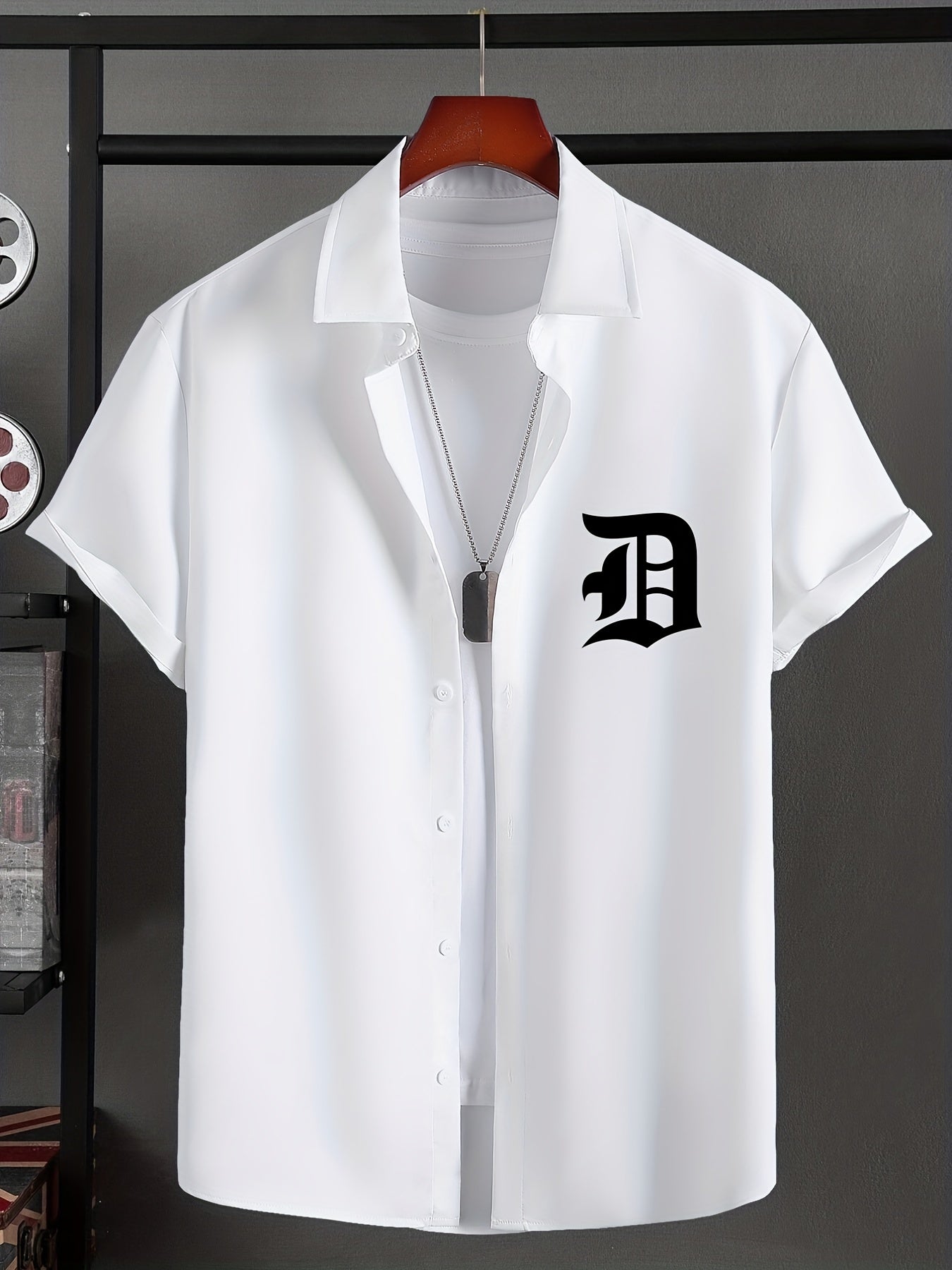 Skeleton Hand & Letter Print Casual Men's Shirt