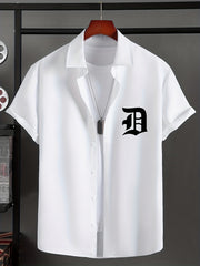 Skeleton Hand & Letter Print Casual Men's Shirt