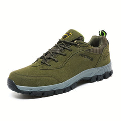 Men's Solid Hiking Shoes Non Slip Lace Up Sneakers