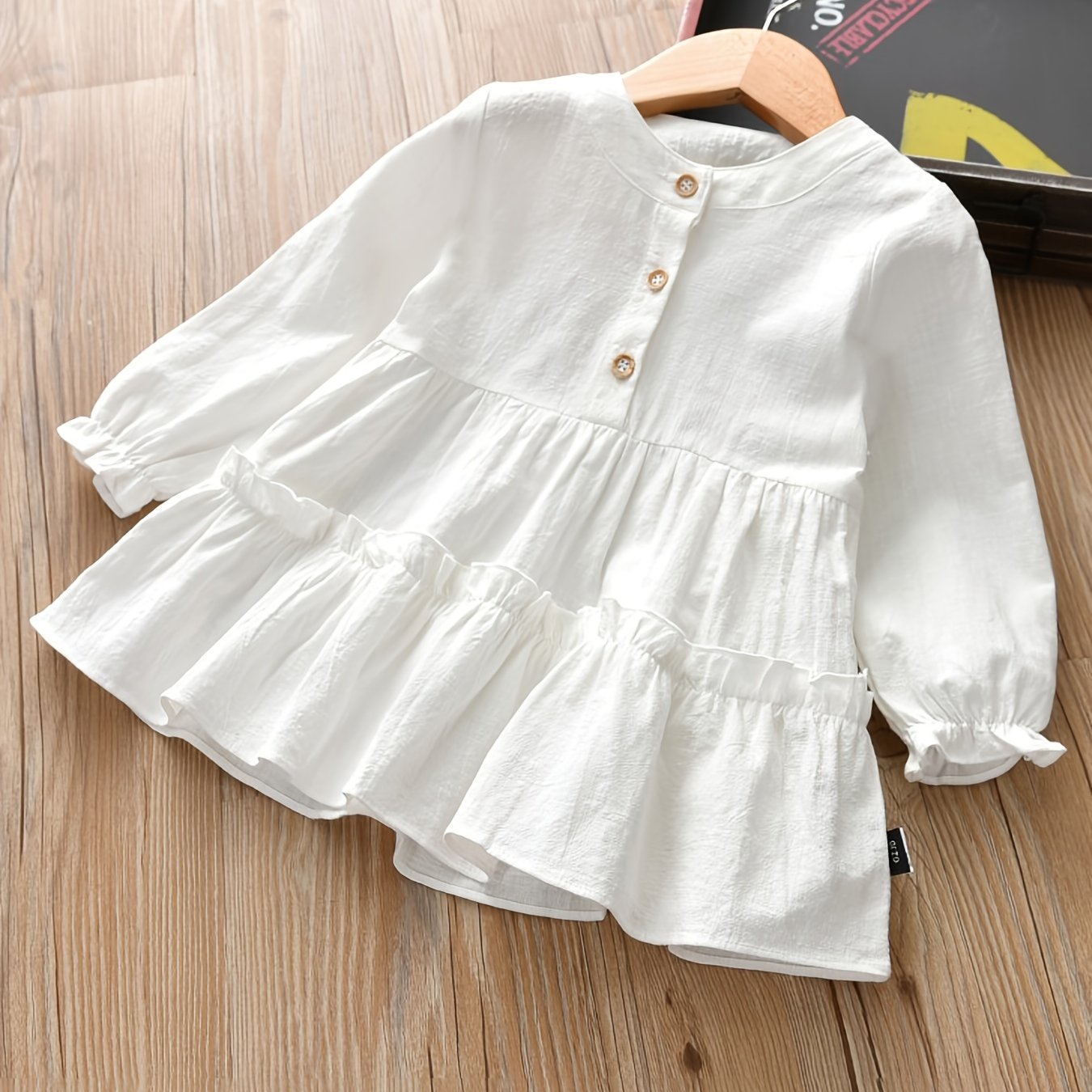 Girls Ruffled Blouse Long Sleeve Button Down Top for Autumn and Spring