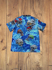 Men's Hawaiian Shirt Skull & Tropical Leaf Print - Summer Vacation Wear