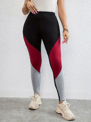 Colorblock High Waist Plus Size Sports Leggings