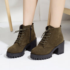 Chunky Heel Lace-up Ankle Boots Side Zip Oktoberfest Shoes