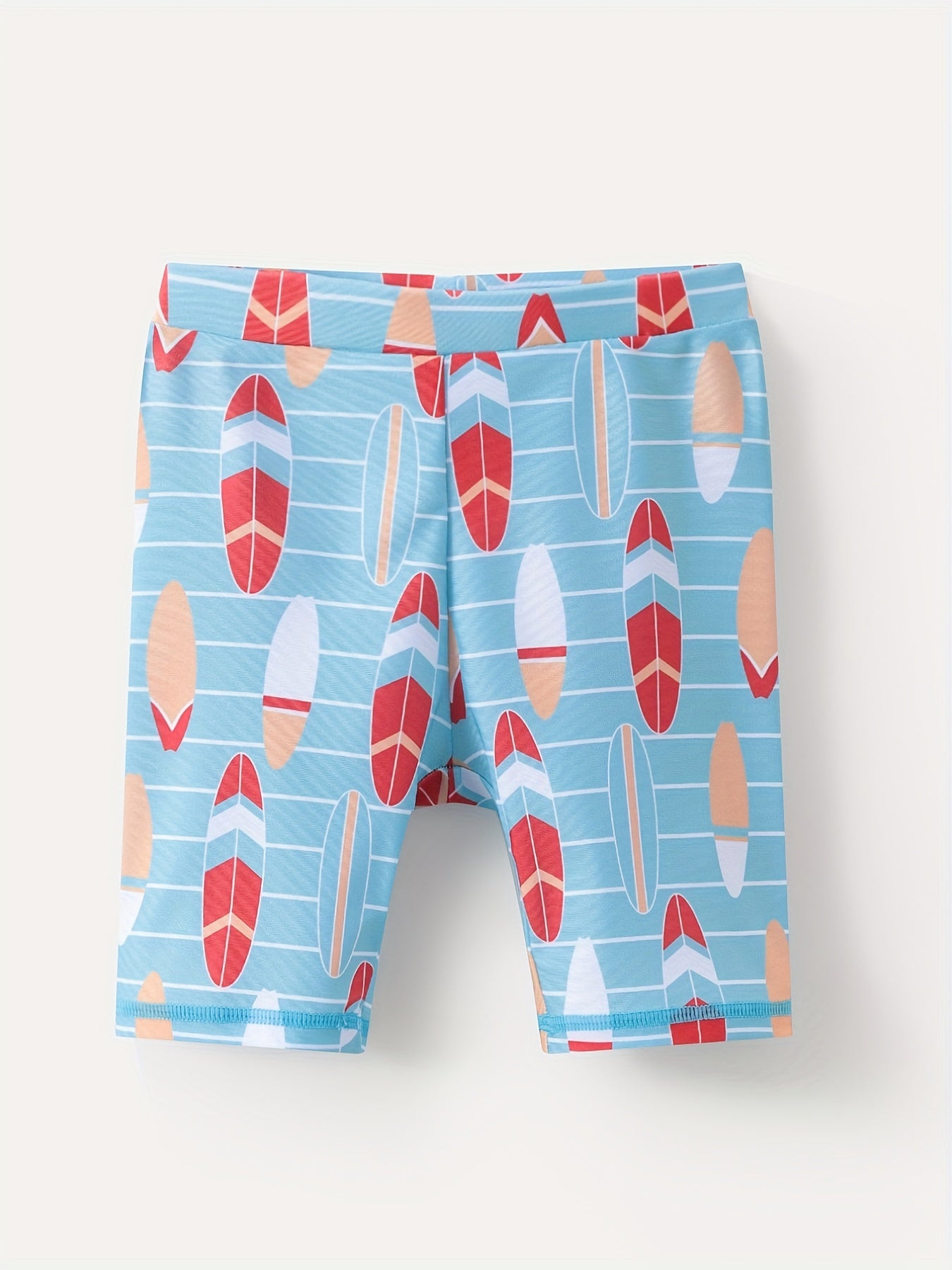 Boys Surfboard Print Swimming Suit Trunks & Tops For Beach Vacation