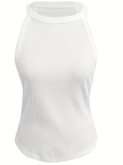 Solid Crew Neck Vest Casual Sleeveless Summer Daily Vest
