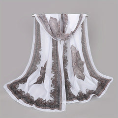 Paisley Print Chiffon Scarf Vintage Thin Shawl Boho Hijab Sunscreen Head Wrap