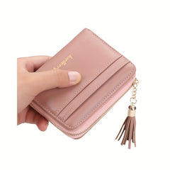 Girls Short Wallet Zipper Tassel Coin Purse Multiple Card Slots Wallet