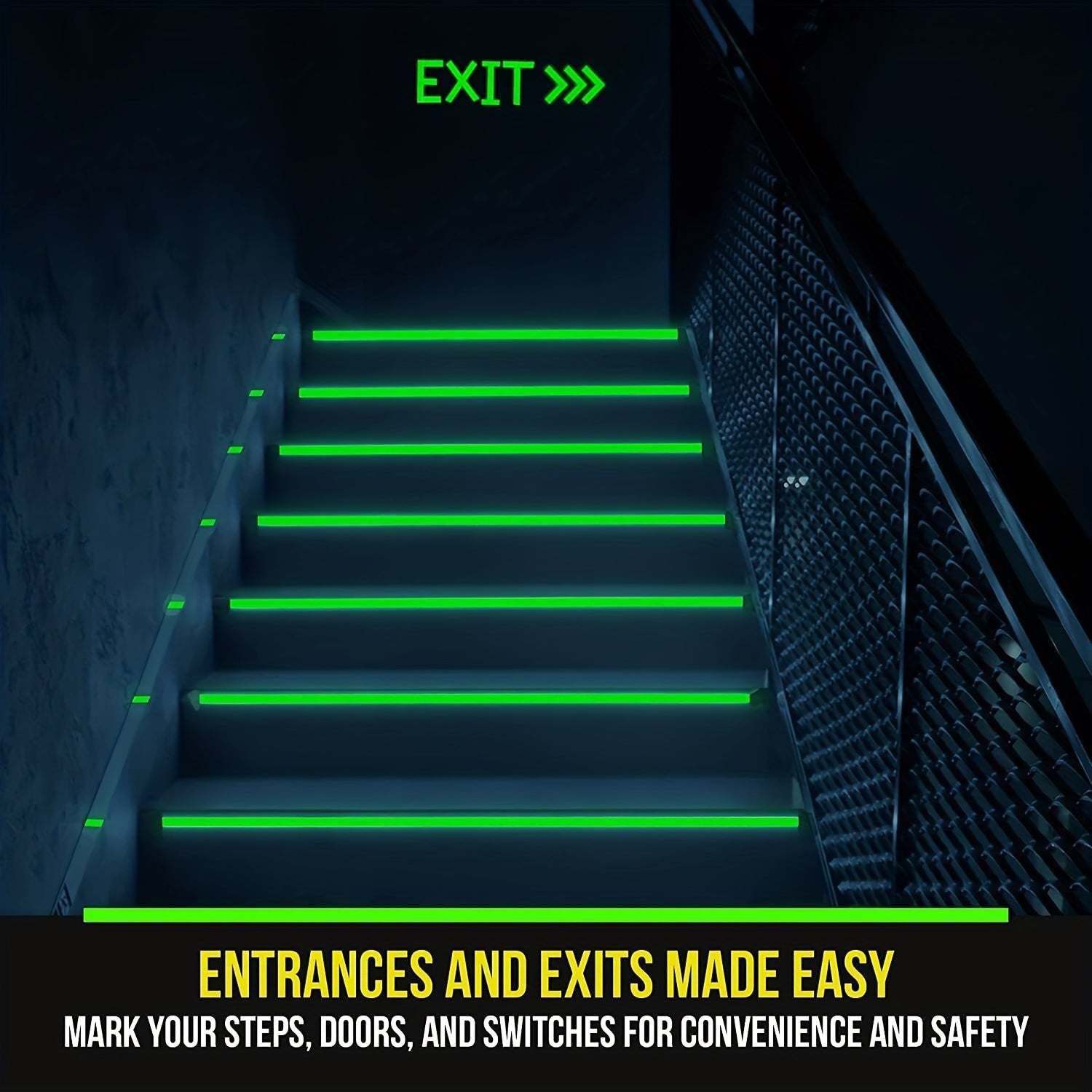 Luminescent Emergency Roll Safety Egress Markers for Stairs Walls Steps