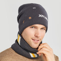 Men's Woolen Hat Plush Knitted Embroidery Warm Pullover Hat