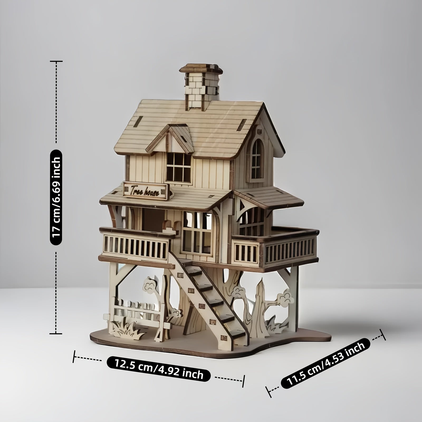 Wooden Forest Cabin 3D Puzzle Kit Yellow