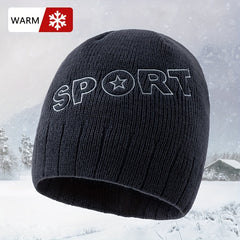 SPORT Letter Knitted Hat Outdoor Beanie Cycling Ear Protection