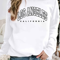 LA Print Crew Neck Sweatshirt Long Sleeve Casual Winter Fall Women's Clothing