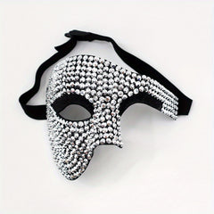 Men's Rhinestone Half Face Mask Halloween Party Dress Up Adornment