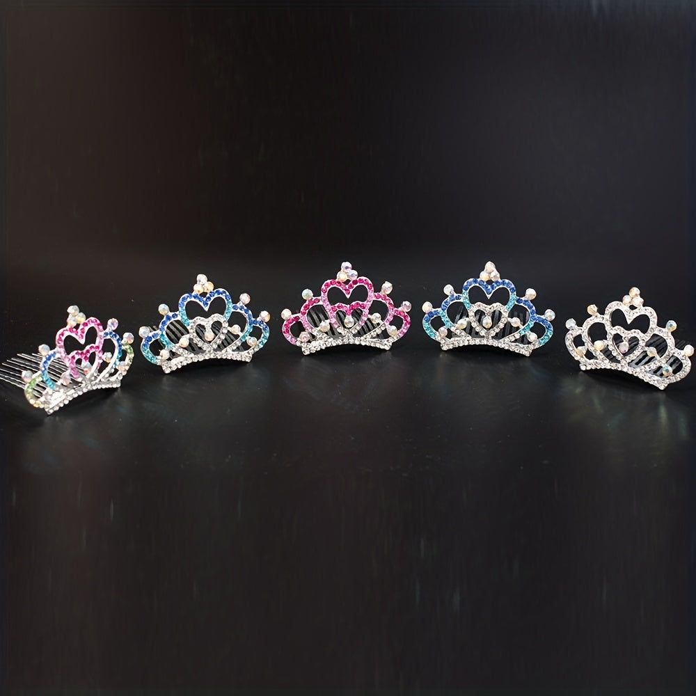 Rhinestone Crown Comb Tiara Hair Comb for Baby Girls