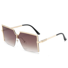 Vintage Semi Rimless Women's Sunglasses Gradient Eyewear