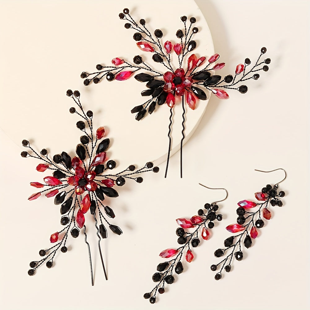 4pcs Crystal U Shaped Hairpin Vintage Bridal Hair Accessories
